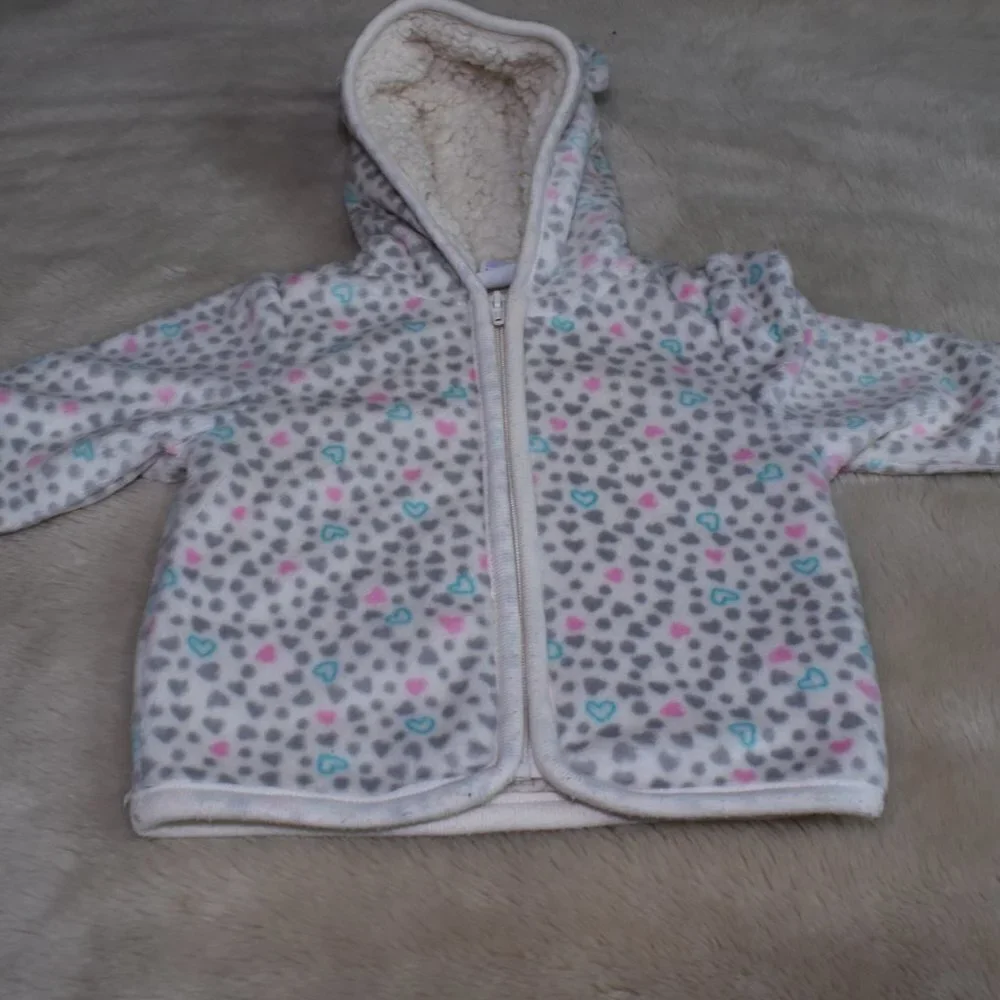 Baby Fleece Faux Sherpa Zip up Hoodie Jacket Size 0-3
